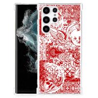 Extreme Case Samsung Galaxy S22 Ultra Angel Skull Rood - thumbnail