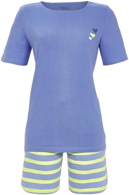 Katoen gestreepte shortama blauw