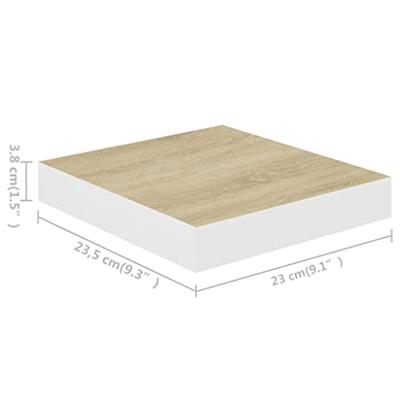 Wandschappen zwevend 2 st 23x23,5x3,8 cm MDF eikenkleurig wit