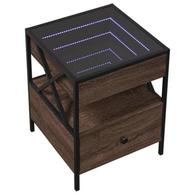 Salontafel met Infinity LED 40x40x51 cm bruin eikenkleurig