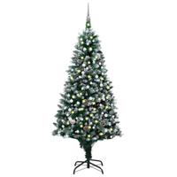 VidaXL Kunstkerstboom met led en kerstballen en dennenappels 240 cm - thumbnail