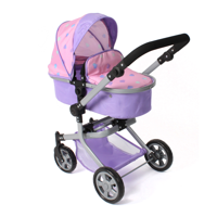 Combi-poppenwagen Mika - Hearts Lila - thumbnail