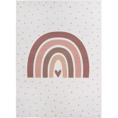 Kindervloerkleed Rechthoek Regenboog COCO Crème - Zacht Speelkleed voor Babykamer en Kinderkamer