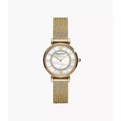 Emporio Armani dameshorloge van goudkleurig roestvrij staal met twee wijzers AR11321