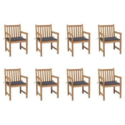 Tuinstoelen 8 st met antracietkleurige kussens massief teakhout