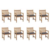 Tuinstoelen 8 st met antracietkleurige kussens massief teakhout - thumbnail