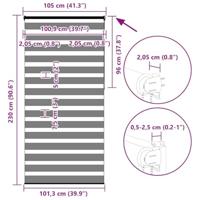 VidaXL Zebra blind 105x230 cm stofbreedte 100,9 cm polyester zandbruin - thumbnail