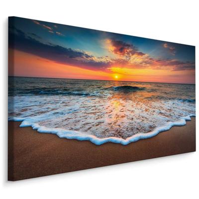 Schilderij - Zonsondergang op de zee , Wanddecoratie , Premium print