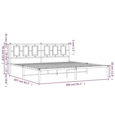 Bedframe met hoofdbord metaal wit 200x200 cm - thumbnail