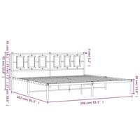Bedframe met hoofdbord metaal wit 200x200 cm - thumbnail