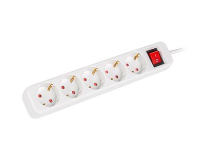 lanberg Merklijsten model SCHUKO 5 OUTLETS Strip MET 3M witte bescherming