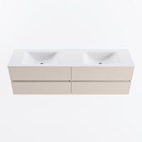 MONDIAZ VICA 170cm badmeubel onderkast Linen 4 lades. Wastafel CLOUD dubbel 2 kraangaten, kleur Talc. - thumbnail