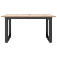 Salontafel O-frame 80x80x45 cm massief grenenhout en staal - thumbnail