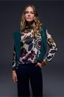 Aloise satin flower top - multi color - 13218 - thumbnail