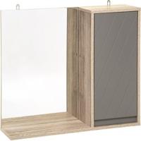 Badkamer kastje - Muurkastje - Kastje met spiegel - 2 Schapjes - Naturel - Houtlook - Grijs - 57x14,5x49cm - thumbnail