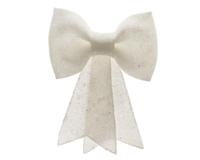 2 stuks! Strik plastic glitter hang l32 en b42 cm wit Kerst Decoris - Decoris - thumbnail