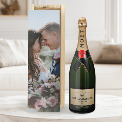 Champagne in bedrukte kist - Moët & Chandon - Magnum (1500ml)
