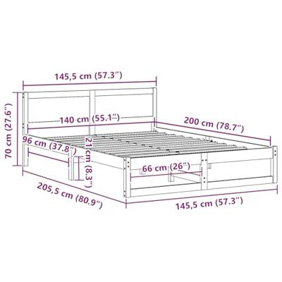 Bedframe Wasbruin 140 x 200 cm Massief grenenhout