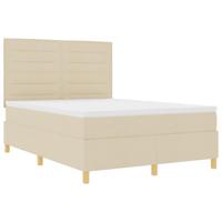 Boxspringbed met matras met hoofdeinde Crème 160 x 200 cm Stof - thumbnail