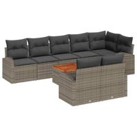 Tuinbankenset met opslag 9 pcs Grijs poly rattan - thumbnail