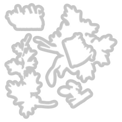 Sizzix • clear stamp set a5 with framelits die pencil line holly 17pcs