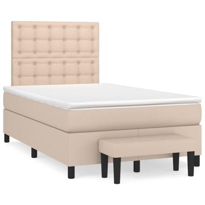 Boxspring met matras kunstleer cappuccinokleurig 120x190 cm - thumbnail