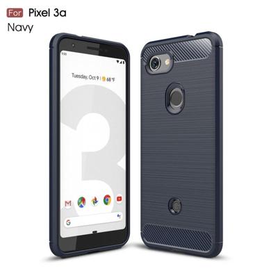 Geborsteld textuur koolstofvezel TPU Case voor Google pixel 3a (marineblauw) Geborsteld textuur koolstofvezel TPU Case voor Google pixel 3a (marineblauw)