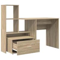 Bureau met lade Sonoma eiken 131,5 x 50 x 106,5 cm Bewerkt hout - thumbnail