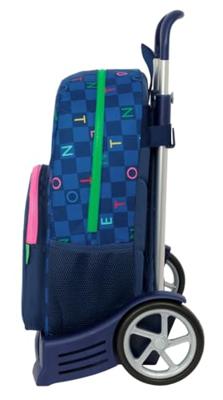 Schoolrugzak met Wielen Benetton Damero Marineblauw 30 x 46 x 14 cm