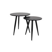 Bijzettafel 'Kevan' set van 2 stuks, kleur Zwart - thumbnail