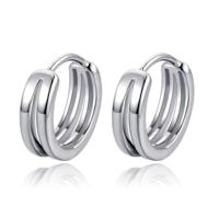 Heren Oorbellen dubbele Ring Zilver - thumbnail