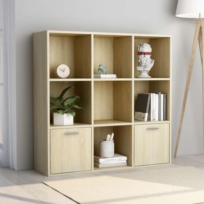 Boekenkast 98x30x98 cm bewerkt hout sonoma eikenkleurig