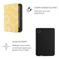 Lunso Kobo Clara BW / Clara Colour hoesje (6 inch) - Vegan Saffiano Leren Sleep Cover - Yellow Wave - thumbnail