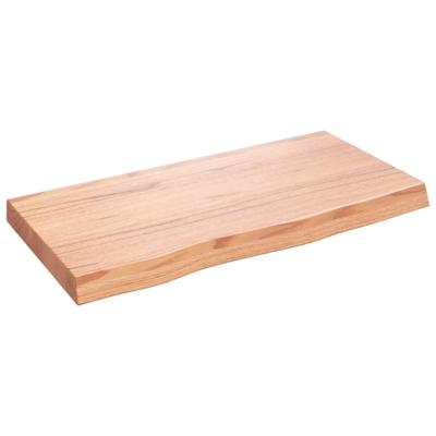 Wandschap 80x40x(2-6) cm behandeld massief eikenhout lichtbruin