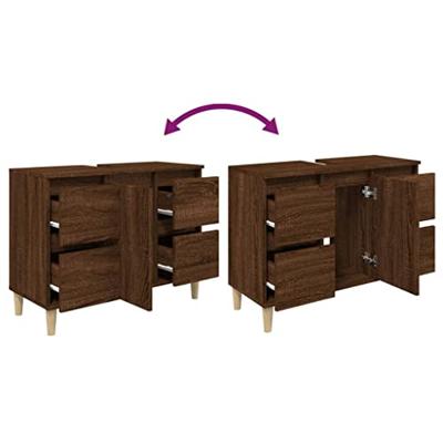 Wastafelkast 80x33x60 cm bewerkt hout bruin eikenkleur