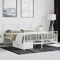 Bedframe met hoofd- en voeteneinde metaal wit 135x190 cm - thumbnail