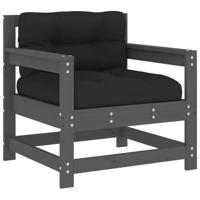 Tuinstoelen 2 st met kussens massief grenenhout grijs - thumbnail