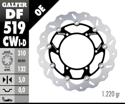 GALFER golf remschijf "df519 rotor brake rotors floating right