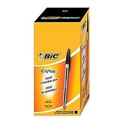 50x Bic Cristal balpen zwart medium
