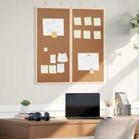 VidaXL Bulletinbord bruin 80 x 80 x 1.4 cm massief grenenhout - thumbnail