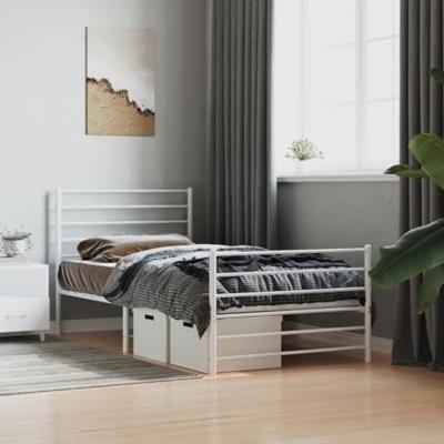 Bedframe met hoofd- en voeteneinde metaal wit 100x190 cm