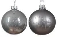 Kerstbal Glas Glitter Ster Ø6cm Marmer Grijs Assorti 1st - thumbnail