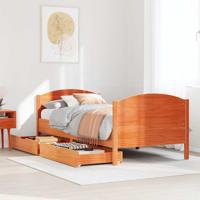Bedframe zonder matras massief grenenhout wasbruin 100x200 cm - thumbnail