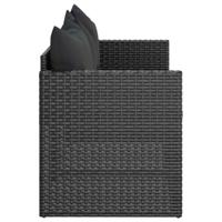 Tuinbank 3-zits met kussens poly rattan zwart - thumbnail