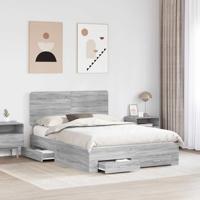 Bedframe met hoofdeinde Grijs Sonoma 140 x 190 cm Bewerkt hout - thumbnail