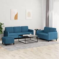 3-delige Loungeset fluweel blauw - thumbnail