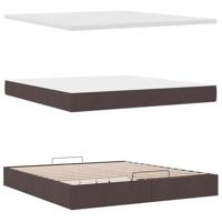 Ottoman bed met matras 180x200cm stof donkerbruin - thumbnail