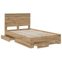Bedframe met hoofdeinde Artisan Eiken 120 x 190 cm Bewerkt hout - thumbnail