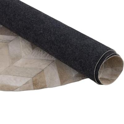 PTMD Joanne Beige cowhair patchwork carpet oval S