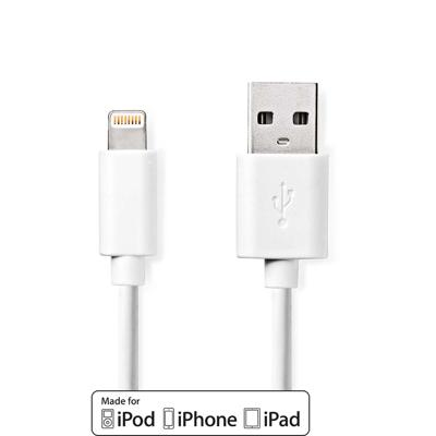 Sync and Charge-Kabel | Apple Lightning 8-Pins Male - USB-A Male | 2,0 m | Wit